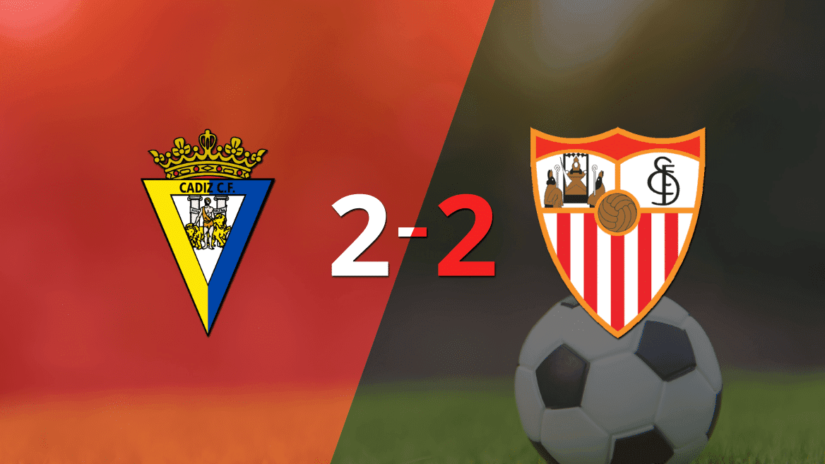 Cádiz y Sevilla igualaron 2 a 2