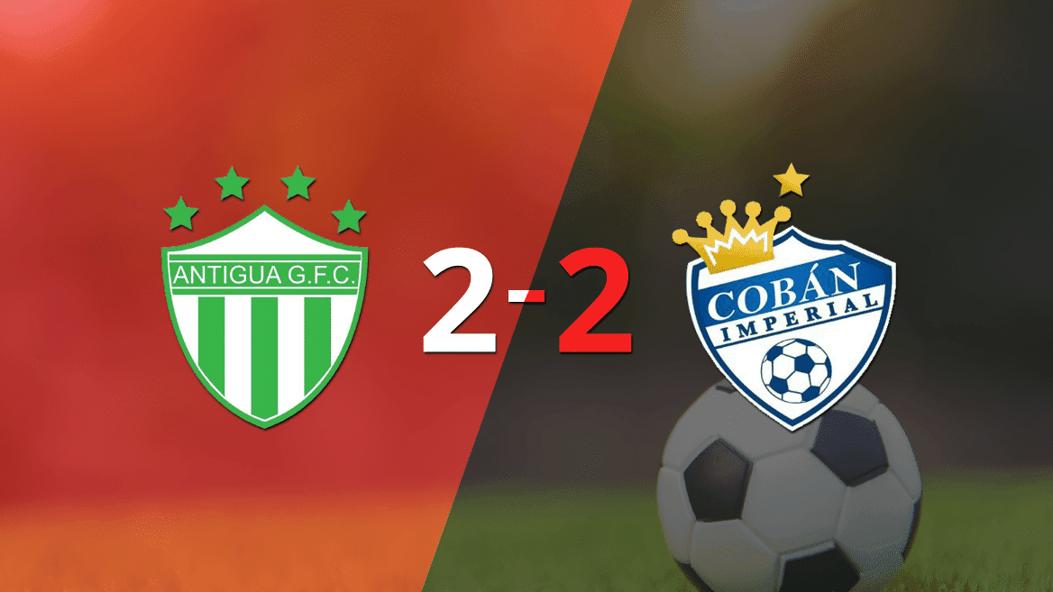 Muchos goles en el empate a 2 entre Antigua GFC y Cobán Imperial