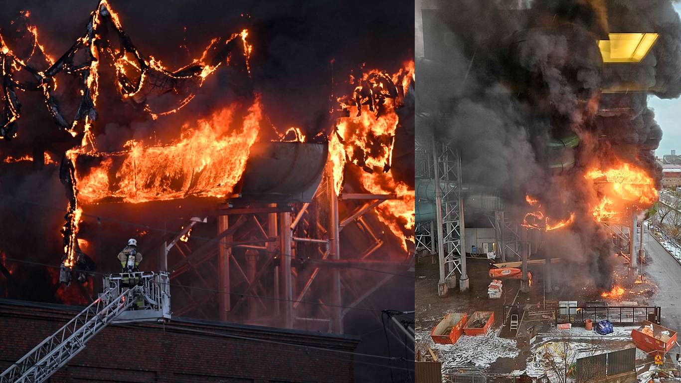 Parque acuático Oceana, en Suecia, sigue en llamas después de 3 días