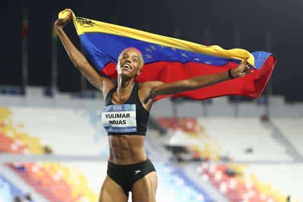 Fotografía de archivo de la atleta venezolana, Yulimar Rojas de Venezuela durante los Juegos Centroamericanos y del Caribe en San Salvador (El Salvador) el 5 de julio de 2023. EFE/ José Jácome