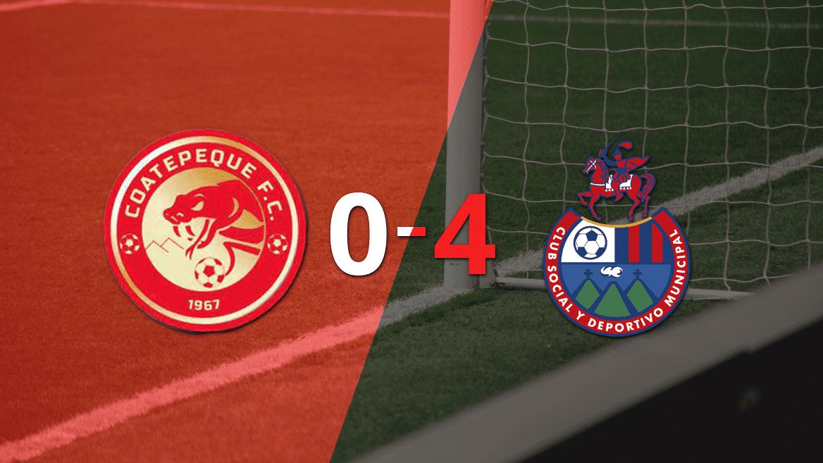 Municipal golea 4-0 a Dep. Coatepeque y José Martínez firma doblete