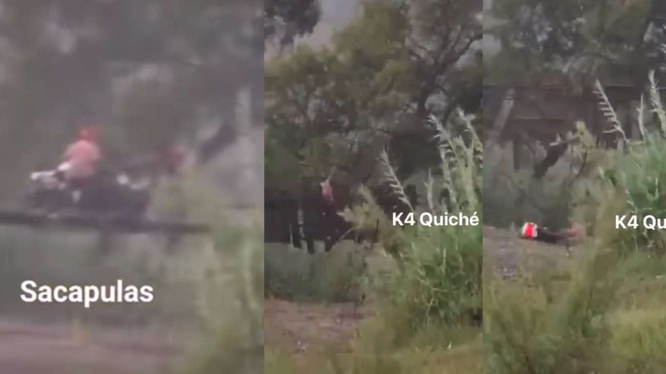 EN VIDEO | Hombres caen de puente de hamaca en Sacapulas, Quiché, y sobreviven