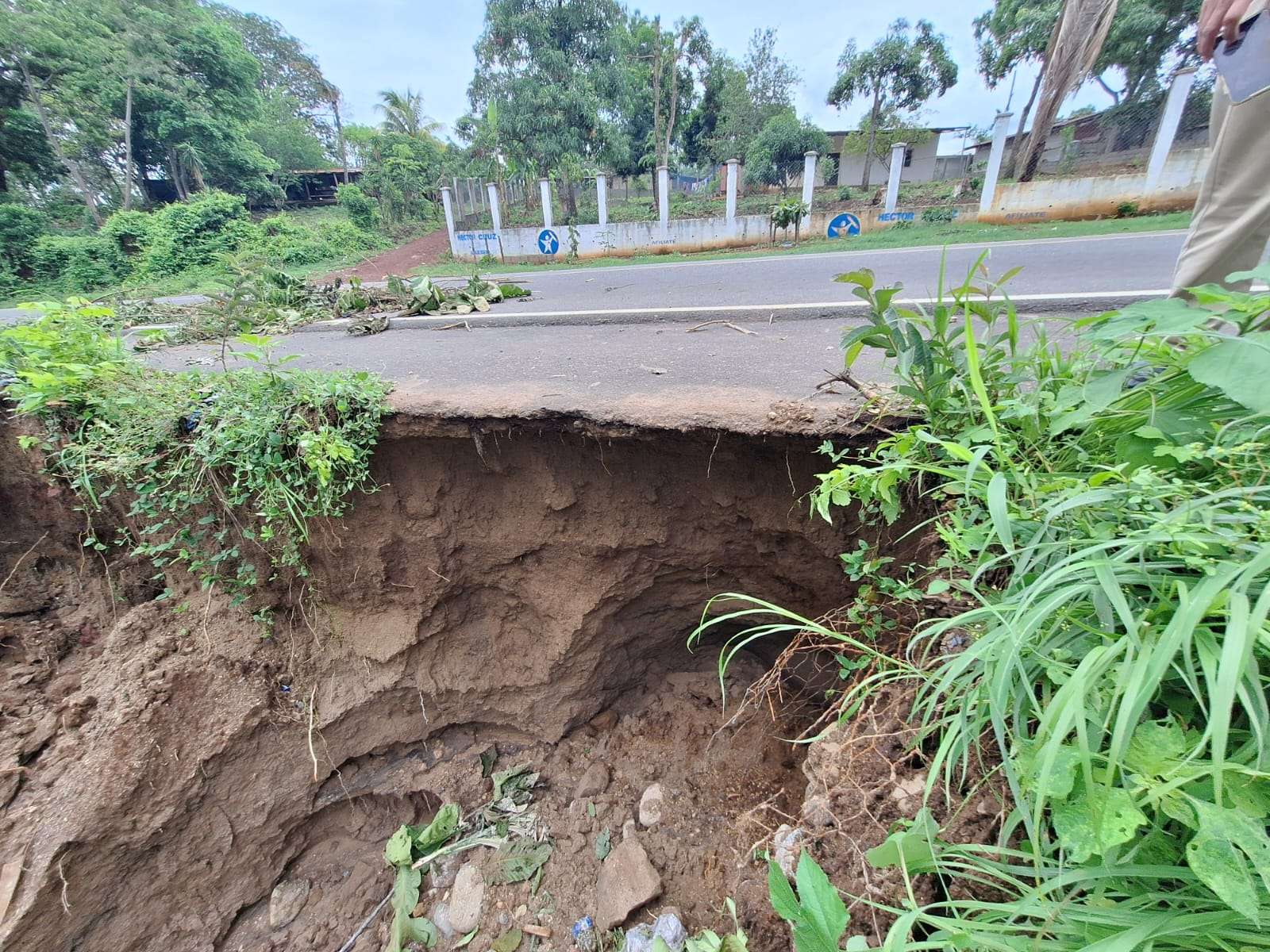 Lluvias causan socavamiento y colapso de gavión en Santa Rosa