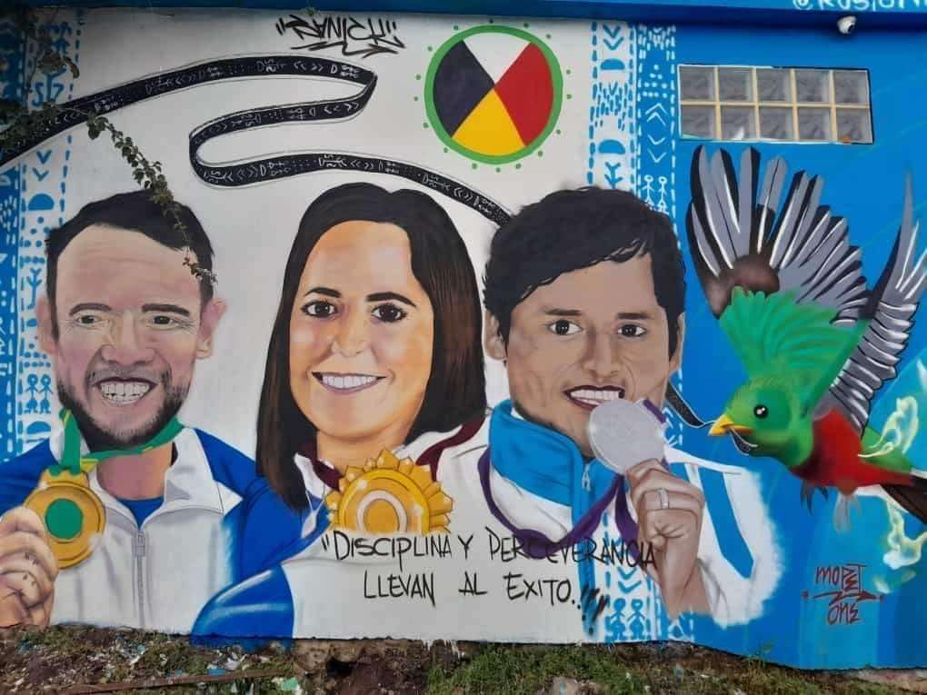Pintan mural en Salcajá en homenaje a medallistas olímpicos de Guatemala