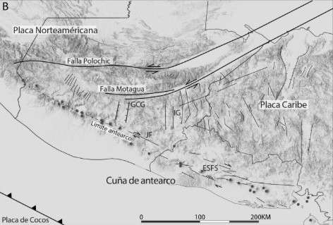 Principales placas tectónicas y sistemas de fallas en el norte de América Central. (Garnier et al., 2021).