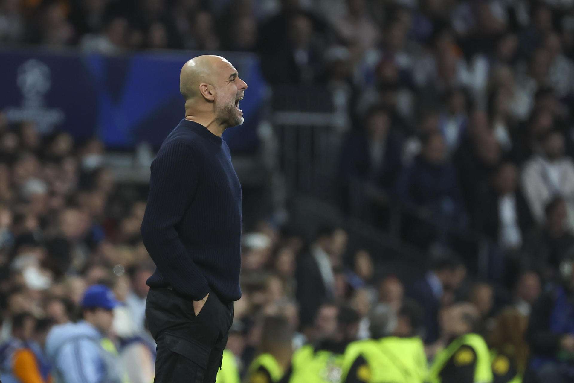 El técnico español del Manchester City, Pep Guardiola, en una imagen de archivo en el estadio Santiago Bernabéu. EFE / Kiko Huesca.