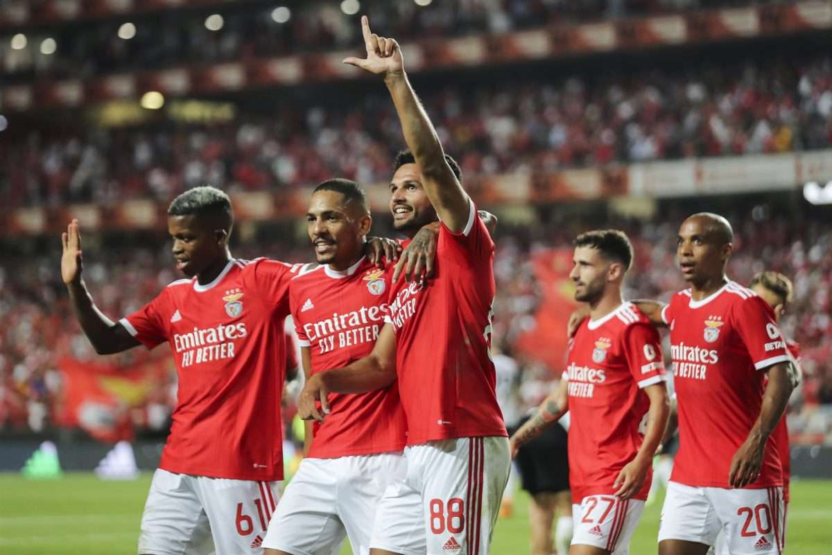 Los jugadores del Benfica celebran un gol el pasado martes en la Liga de Campeones. EFE/EPA/MIGUEL A. LOPES
