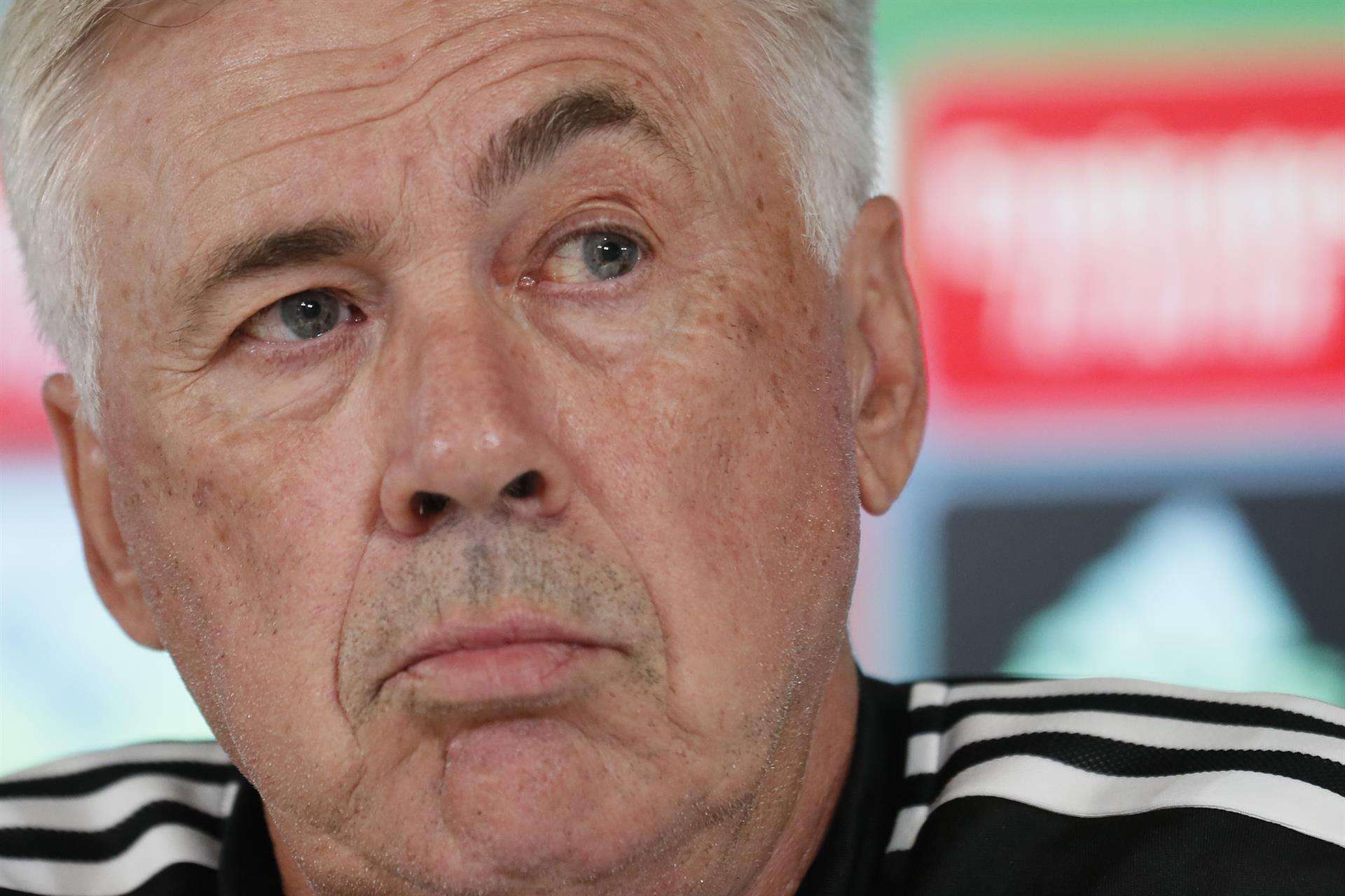 Carlo Ancelotti, técnico del Real Madrid, durante la rueda de prensa. EFE/ Mariscal