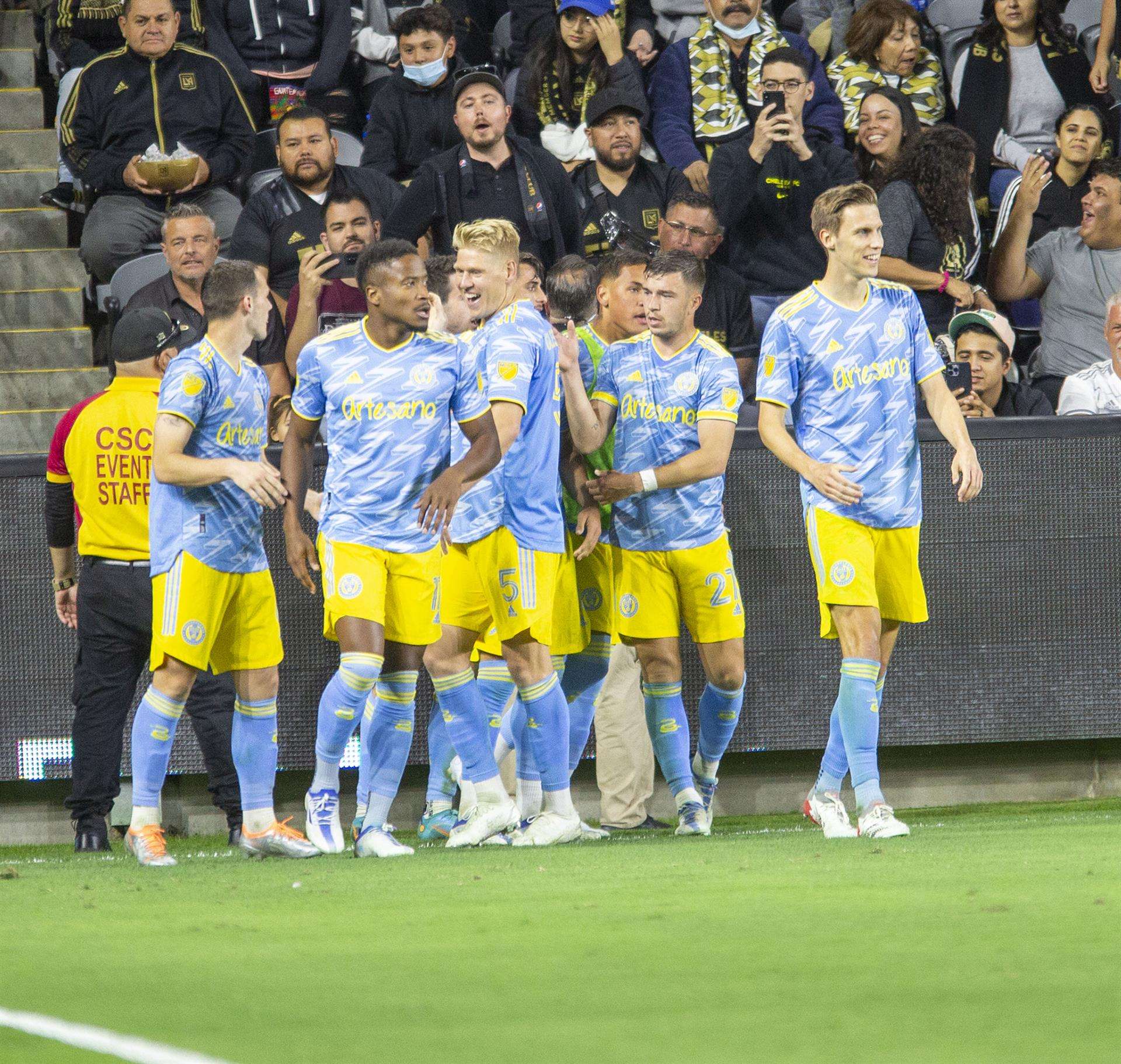 Los jugadores del Philadelphia Union celebran el gol, en una fotografía de archivo. EFE/Armando Arorizo