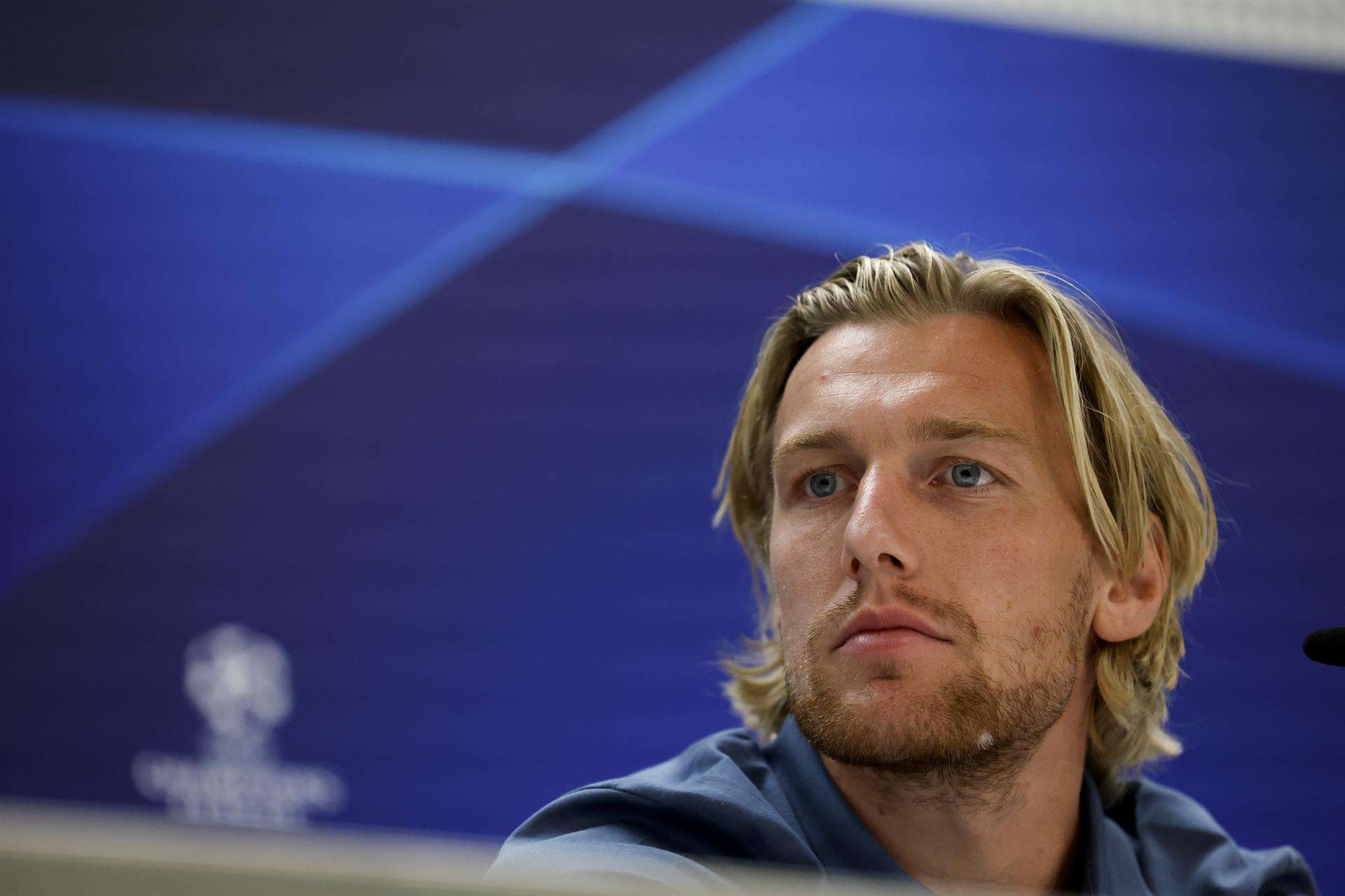 MADRID, 13/09/2022.- El centrocampista sueco del RB Leipzig Emil Forsberg durante la rueda de prensa ofrecida en las instalaciones del estadio Santiago Bernabéu este martes, víspera de su encuentro ante el Real Madrid correspondiente al Grupo F de la Liga de Campeones de la UEFA. EFE/ Juanjo Martín