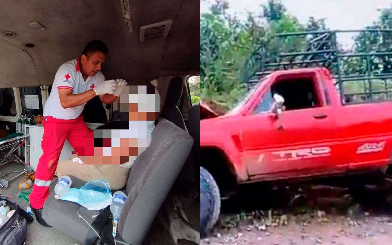 Pickup volcó en Finca Helvetia de El Palmar, Quetzaltenango