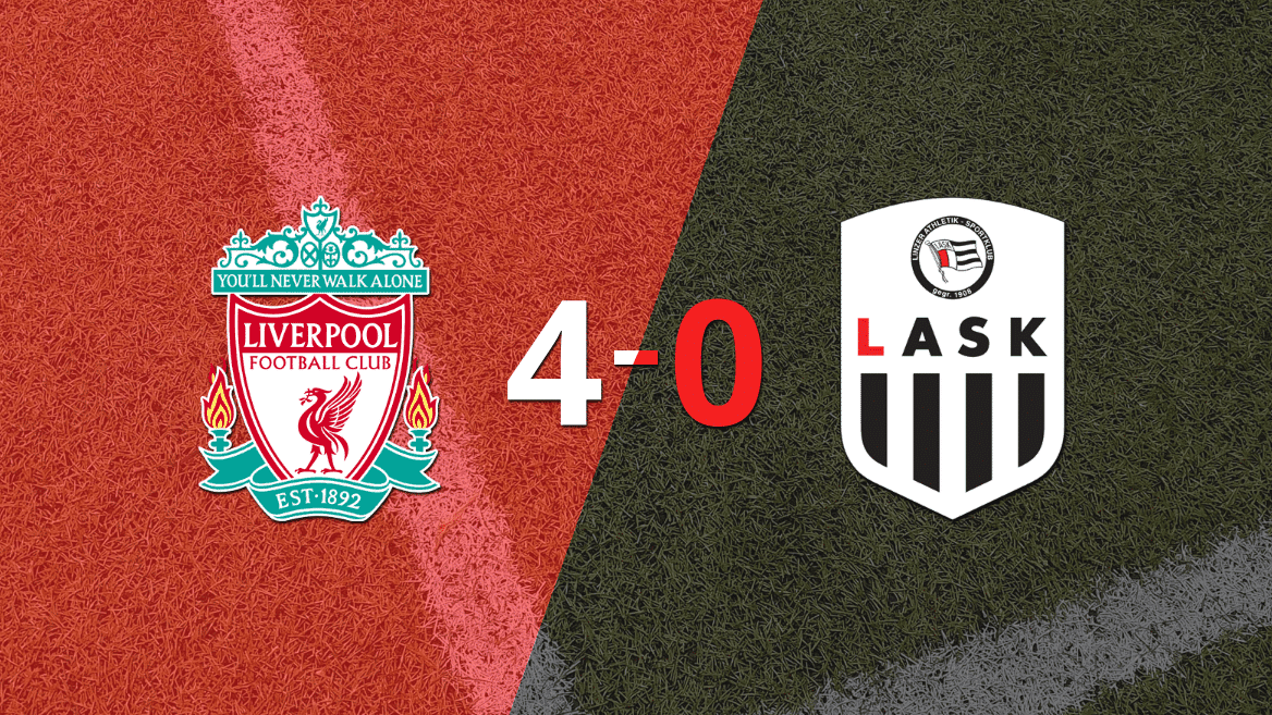 Liverpool goleó 4-0 a LASK Linz con doblete de Cody Gakpo