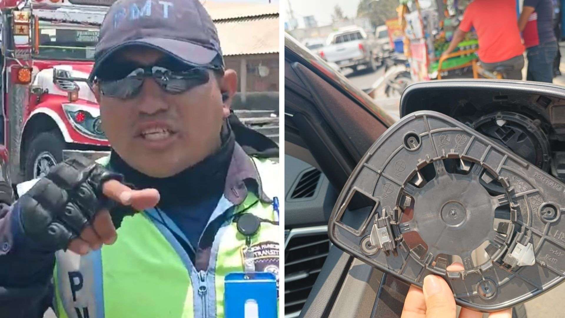 Agente Tránsito rompe espejo Villa Nueva